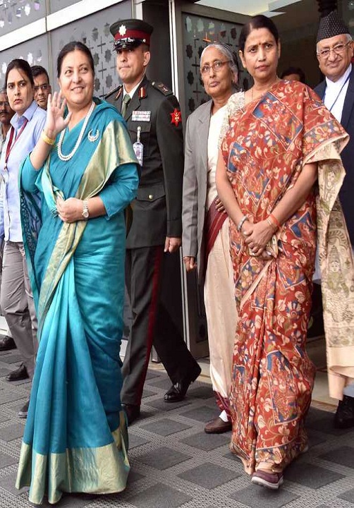  राष्ट्रपति  मुखर्जी के निमंत्रण पर नेपाल की राष्ट्रपति पांच दिन की भारत यात्रा पर पहुंचीं