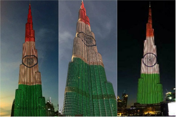 दुबई का बुर्ज खलीफा भी रंगा तिरंगे में