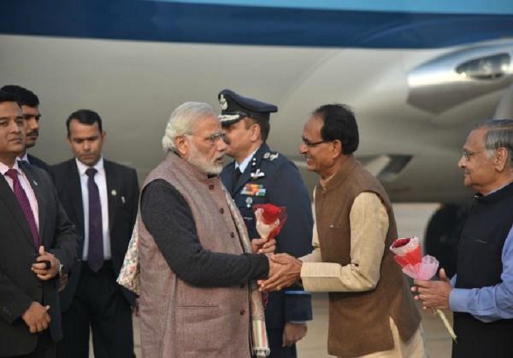 ऑल इंडिया डीजी कॉन्फ्रेंस के लिए ग्वालियर  पहुंचे PM, सीएम  ने किया स्वागत